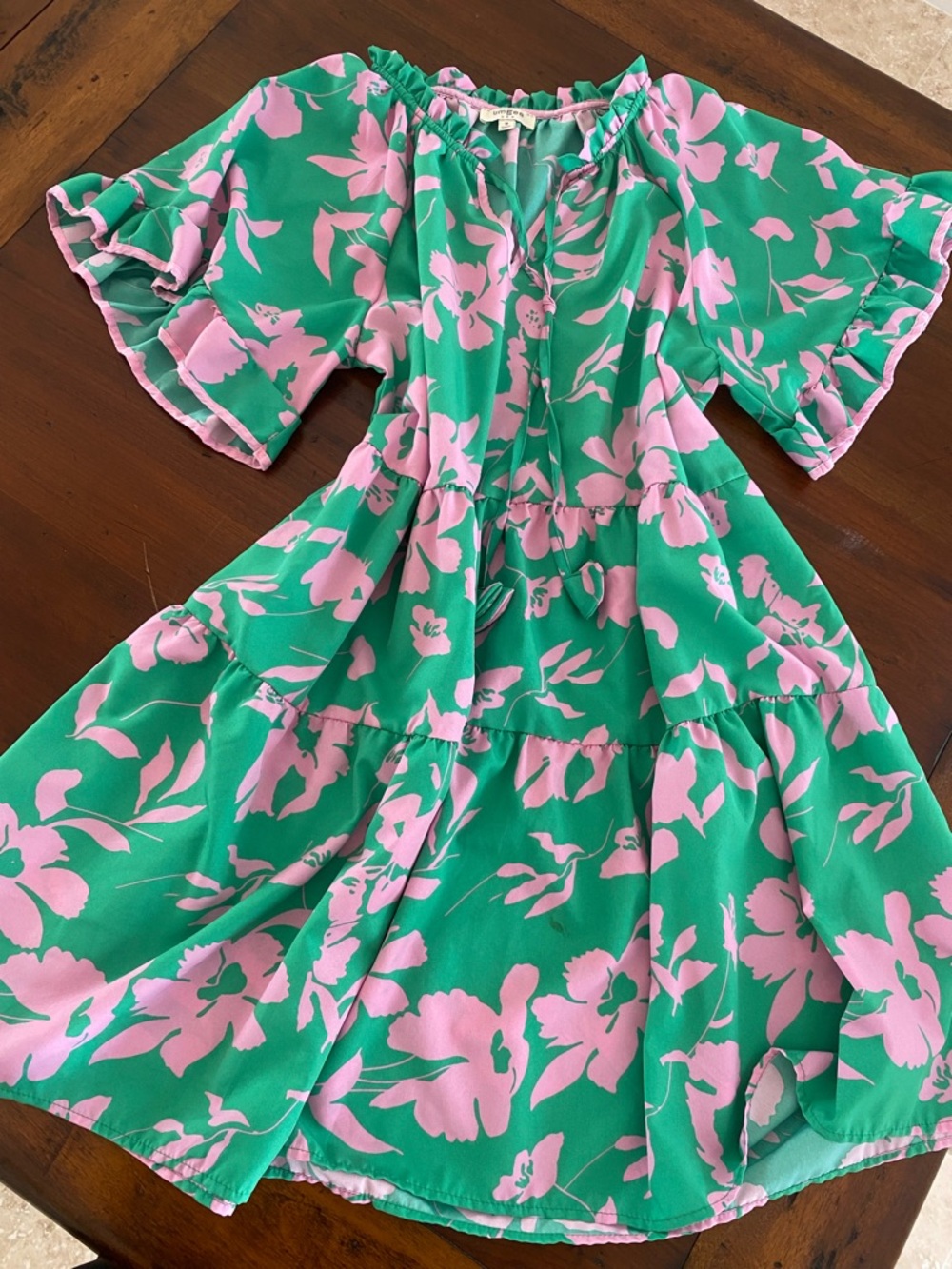 Umgee Pink Floral Tiered Boho Dress